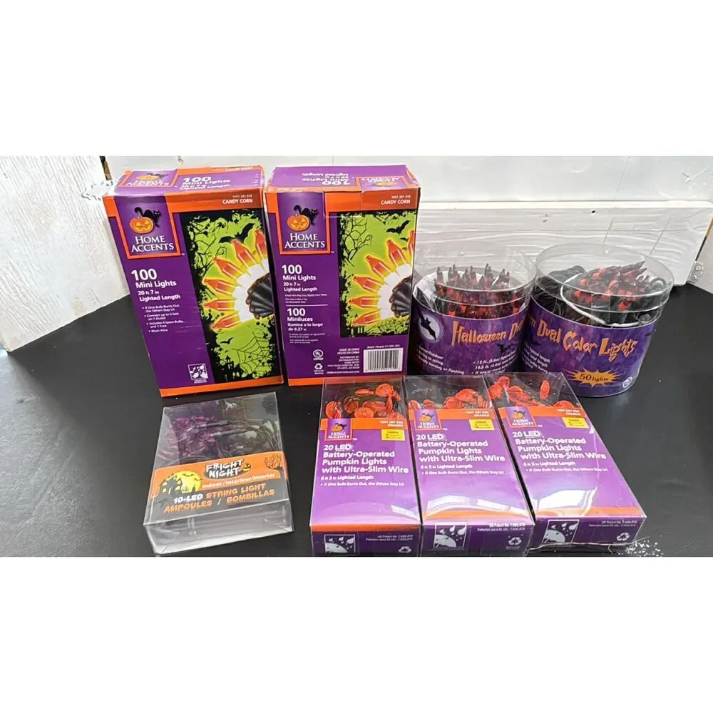 Halloween Lights 8 String  Lights Dual Colors Pumpkin Lights Bat  Lights